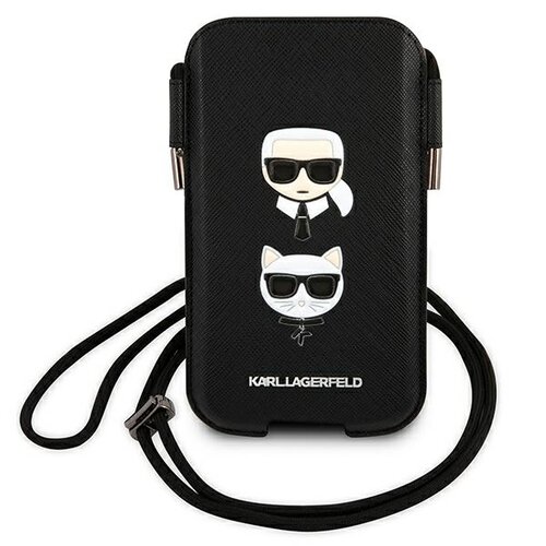 Etui KARL LAGERFELD Saffiano Karl & Choupette Head do Apple iPhone Czarny
