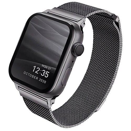 Pasek UNIQ Dante do Apple Watch 1/2/3/4/5/6/7/8/9/SE/SE2 (38/40/41mm) Grafitowy