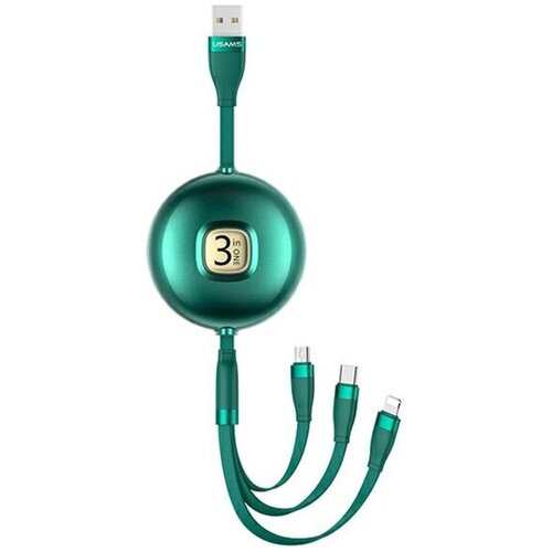Kabel USB-A - USB-C/Lightning/Micro USB USAMS U69 3w1 15W 1.2 m Zielony