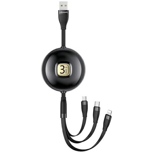 Kabel USB-A - USB-C/Lightning/Micro USB USAMS U69 3w1 15W 1 m Czarny