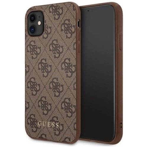 Etui GUESS 4G Metal Gold Logo do Apple iPhone 11 Brązowy
