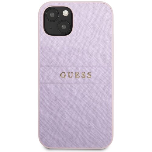 Etui GUESS Saffiano Hot Stamp Metal Logo do Apple iPhone 13 Mini Fioletowy