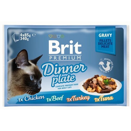 Karma dla kota BRIT Premium Cat Gravy Fillet Dinner Plate Mix Smaków 4 x 85 g