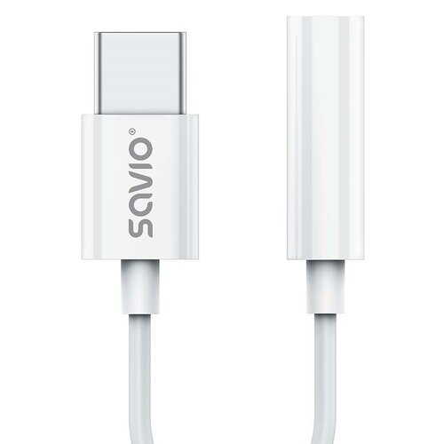 Adapter USB Typ-C - Jack 3.5 mm SAVIO AK-51 Biały