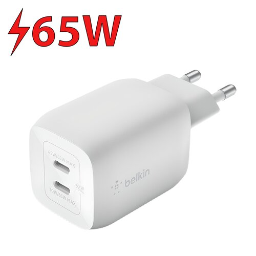 Ładowarka sieciowa BELKIN BoostCharge Pro GaN PPS WCH013VFWH 65W Biały