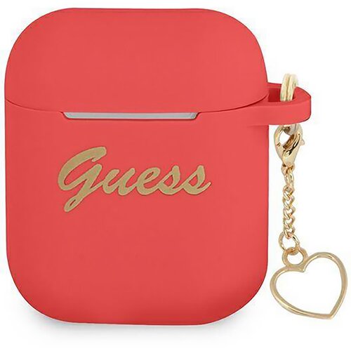 Etui na słuchawki GUESS Silicone Charm Heart Collection Czerwony