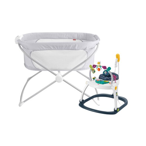 Łóżeczko FISHER PRICE Spokojne Sny GVG95 + Zabawka FISHER PRICE Kompaktowy Skoczek Astrokotek HBG73