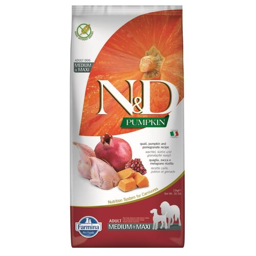 Karma dla psa FARMINA N&D Pumpkin Przepiórka z dynią i owocem granatem Adult Medium Maxi 12 kg