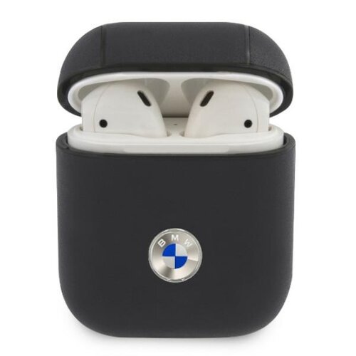 Etui na słuchawki BMW Genuine Leather Silver Logo do Apple AirPods 1/2 Granatowy
