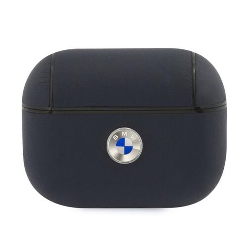 Etui na słuchawki BMW Geniune Leather Silver Logo do Apple AirPods Pro Granatowy