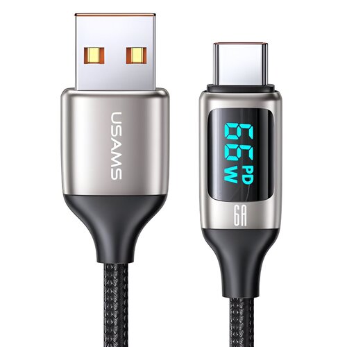 Kabel USB - USB-C USAMS SJ544USB02 z wyświetlaczem LCD 6A 1.2 m Biały