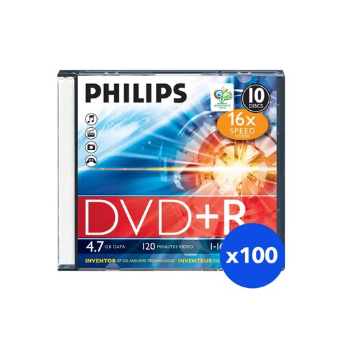 Płyta PHILIPS  DVD+R 4.7 GB Slim (100 sztuk)