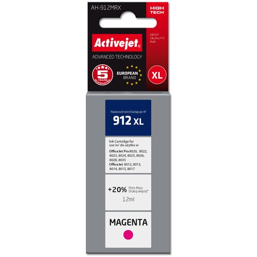 Tusz ACTIVEJET do HP 912XL 3YL82AE Purpurowy 12 ml AH-912MRX