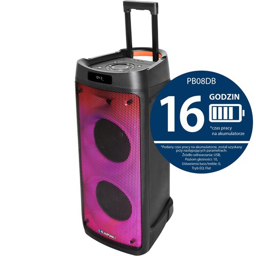 Power Audio BLAUPUNKT PB08DB, 700W, Bluetooth, Bateria 16 godzin, Dwa bezprzewodowe mikrofony w zestawie, Tuner FM