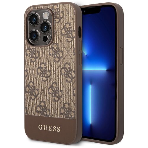 Etui GUESS 4G Stripe Collection do Apple iPhone 14 Pro Brązowy