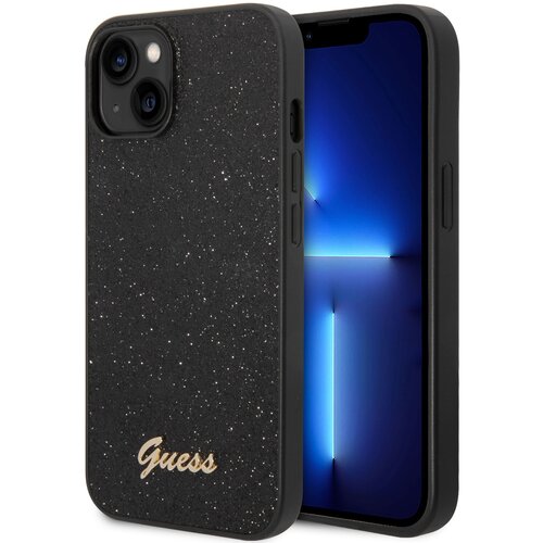 Etui GUESS Glitter Script do Apple iPhone 14 Plus Czarny