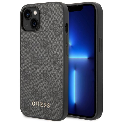 Etui GUESS 4G Metal Gold Logo do Apple iPhone 14 Szary