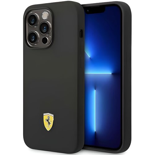 Etui FERRARI Silicone Metal Logo MagSafe do Apple iPhone 14 Pro Max Czarny