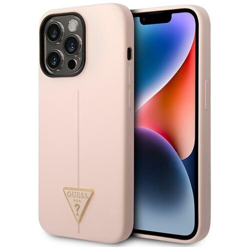 Etui GUESS Silicone Triangle do Apple iPhone 14 Pro Różowy