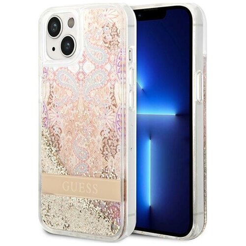 Etui GUESS Paisley Liquid Glitter do Apple iPhone 14 Plus/15 Plus Złoty