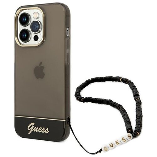Etui GUESS Translucent Pearl Strap do Apple iPhone 14 Pro Max Czarny