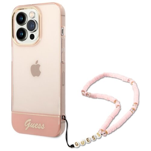 Etui GUESS Translucent Pearl Strap do Apple iPhone 14 Pro Max Różowy