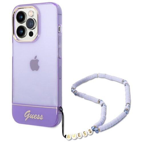 Etui GUESS Translucent Pearl Strap do Apple iPhone 14 Pro Max Fioletowy