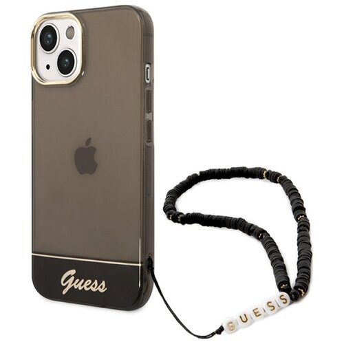 Etui GUESS Translucent Pearl Strap do Apple iPhone 14 Plus Przezroczysto-czarny