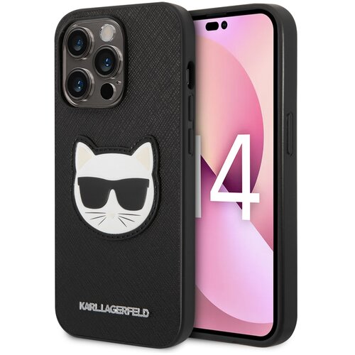Etui KARL LAGERFELD Saffiano Choupette Head Patch do Apple iPhone 14 Pro Czarny