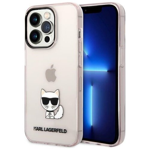 Etui KARL LAGERFELD Transparent Choupette Body do Apple iPhone 14 Pro Różowy