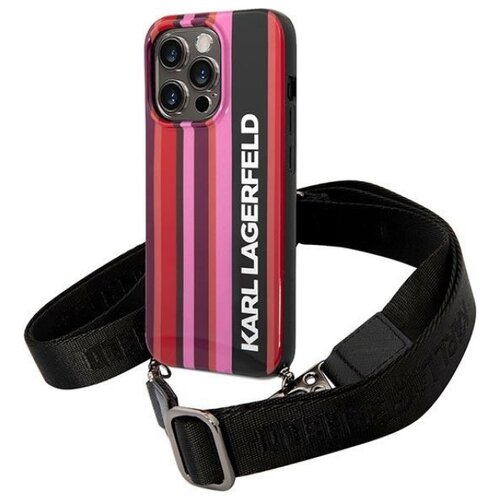 Etui KARL LAGERFELD Color Stripes Strap do Apple iPhone 14 Pro Max Różowy