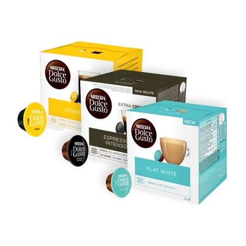 Kapsułki NESCAFE Dolce Gusto Grande + Kapsułki NESCAFE Dolce Gusto Espresso Intenso + Kapsułki NESCAFE Dolce Gusto Flat White