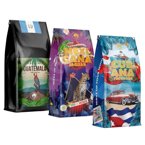 Kawa ziarnista BLUE ORCA COFFEE Cubana Tocororo Arabica, Mexicana Jaguar, Guatemala Arabica 3 x 1 kg