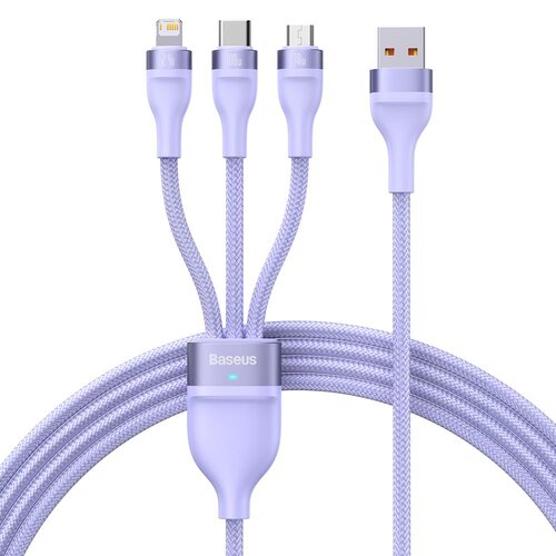 Kabel USB - Lightning/Micro USB/USB-C BASEUS Flash Series 100W 1.2 m Fioletowy