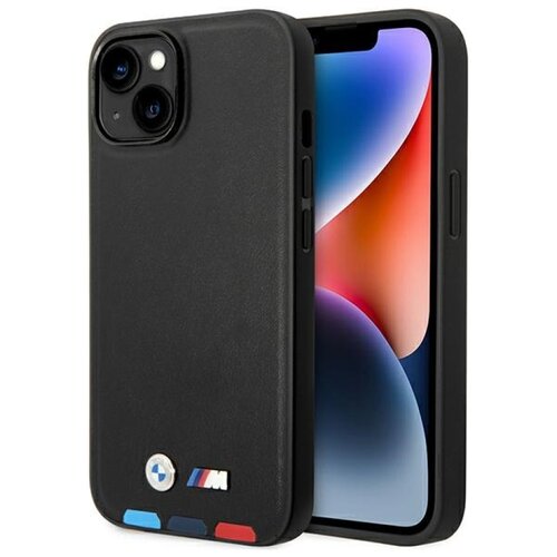 Etui BMW Leather Stamp Tricolor do Apple iPhone 14 Plus Czarny