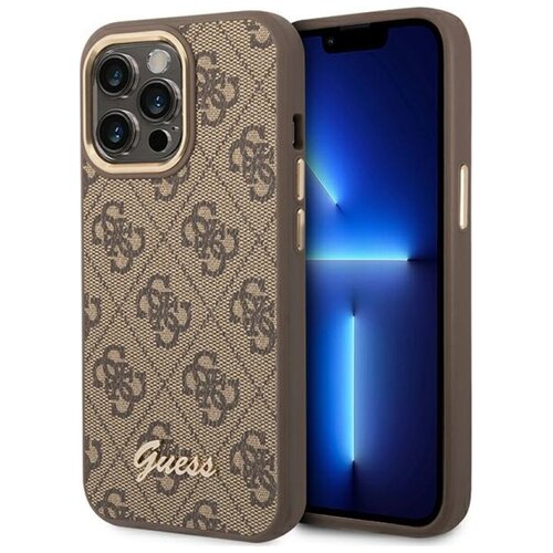 Etui GUESS 4G Vintage Gold Logo do Apple iPhone 14 Pro Brązowy