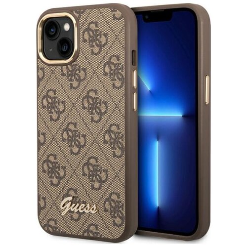 Etui GUESS 4G Vintage Gold Logo do Apple iPhone 14 Plus Brązowy