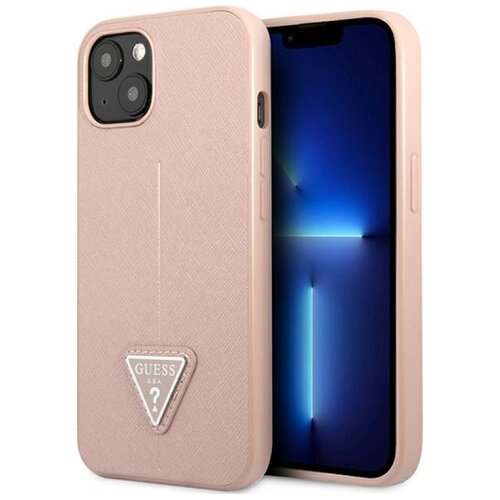 Etui GUESS Saffiano Triangle Logo do Apple iPhone 14 Różowy