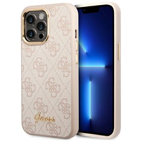 Etui GUESS 4G Vintage Gold Logo do Apple iPhone 14 Pro Max Różowy