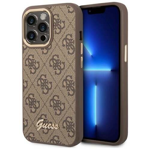 Etui GUESS 4G Vintage Gold Logo do Apple iPhone 14 Pro Max Brązowy