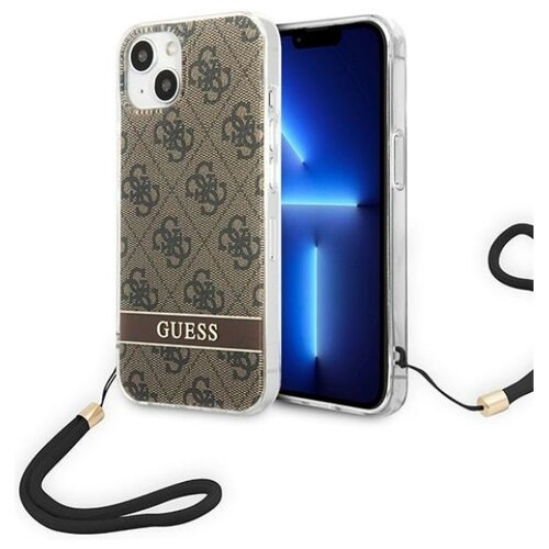 Etui GUESS 4G Print Strap do Apple iPhone 14 Plus Brązowy