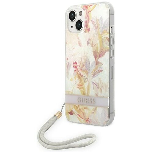Etui GUESS Flower Strap do Apple iPhone 14 Plus Fioletowy