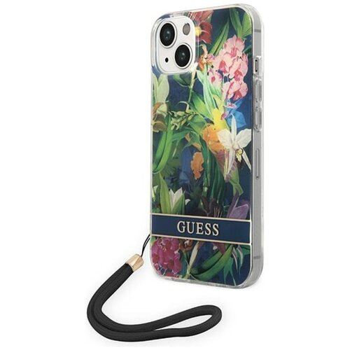 Etui GUESS Flower Strap do Apple iPhone 14 Niebieski