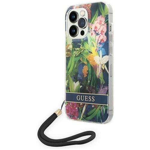 Etui GUESS Flower Strap do Apple iPhone 14 Pro Max Niebieski