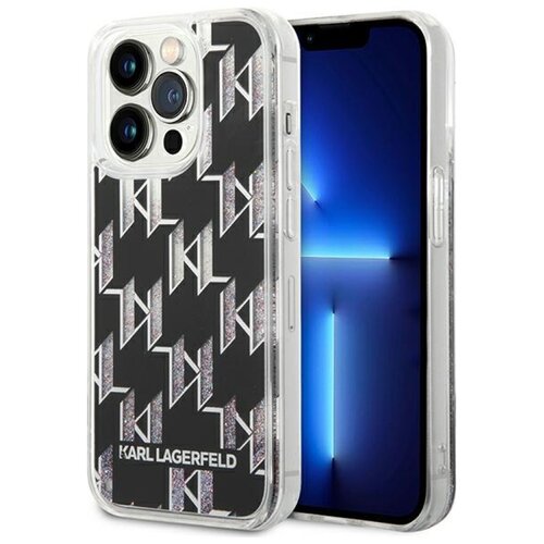 Etui KARL LAGERFELD Liquid Glitter Monogram do Apple iPhone 14 Pro Max Czarny