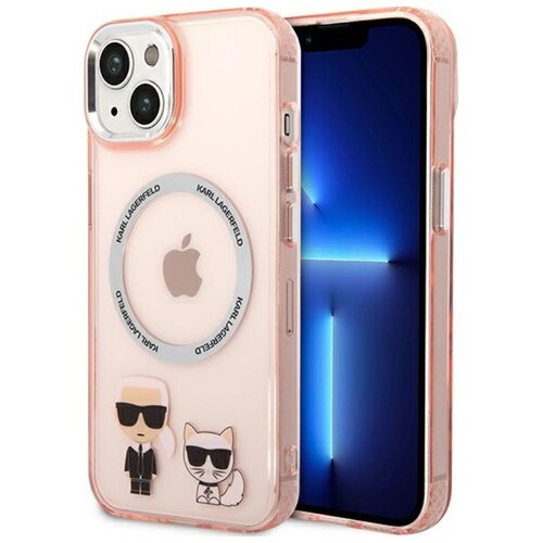 Etui KARL LAGERFELD Karl & Choupette Aluminium MagSafe do Apple iPhone 14 Plus/15 Plus Różowy
