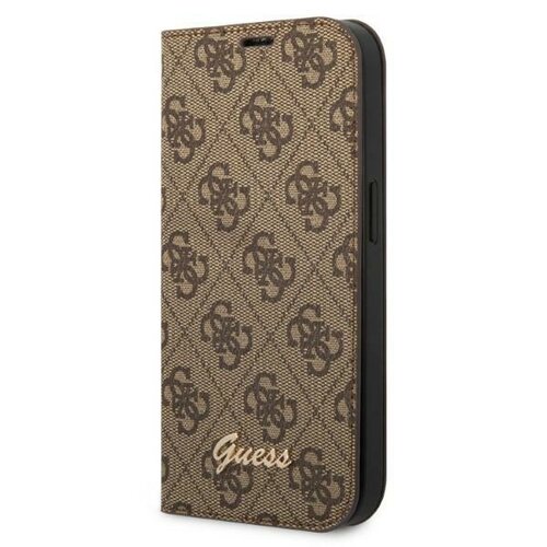 Etui GUESS 4G Vintage Gold Logo do Apple iPhone 14 Pro Brązowy