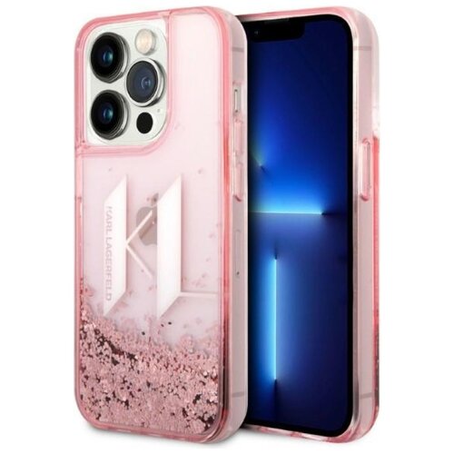 Etui KARL LAGERFELD Liquid Glitter Big KL do Apple iPhone 14 Pro Różowy