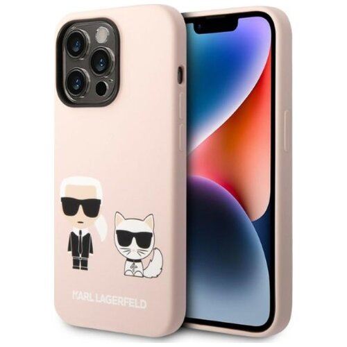Etui KARL LAGERFELD Silicone Karl & Choupette MagSafe do Apple iPhone 14 Pro Jasnoróżowy