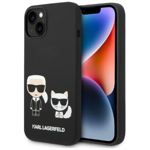 Etui KARL LAGERFELD Liquid Silicone Karl & Choupette MagSafe do Apple iPhone 14 Plus/15 Plus Czarny